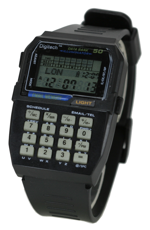 50 memory data bank calculator watch