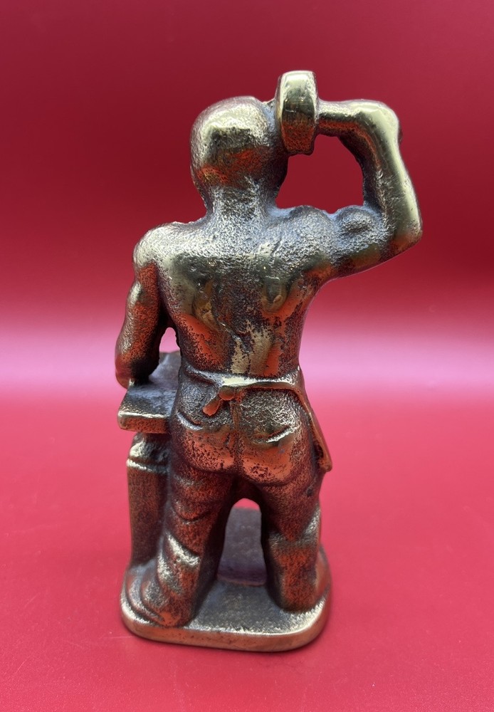 Rare Antique 6.5" Solid Brass Foundry Blacksmith Worker Bookend Doorstopper