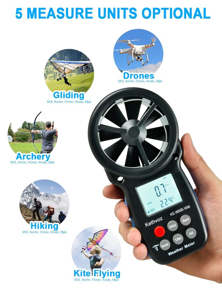 Digital Anemometer Handheld Wind Meter for Measuring Wind Speed, Wind...