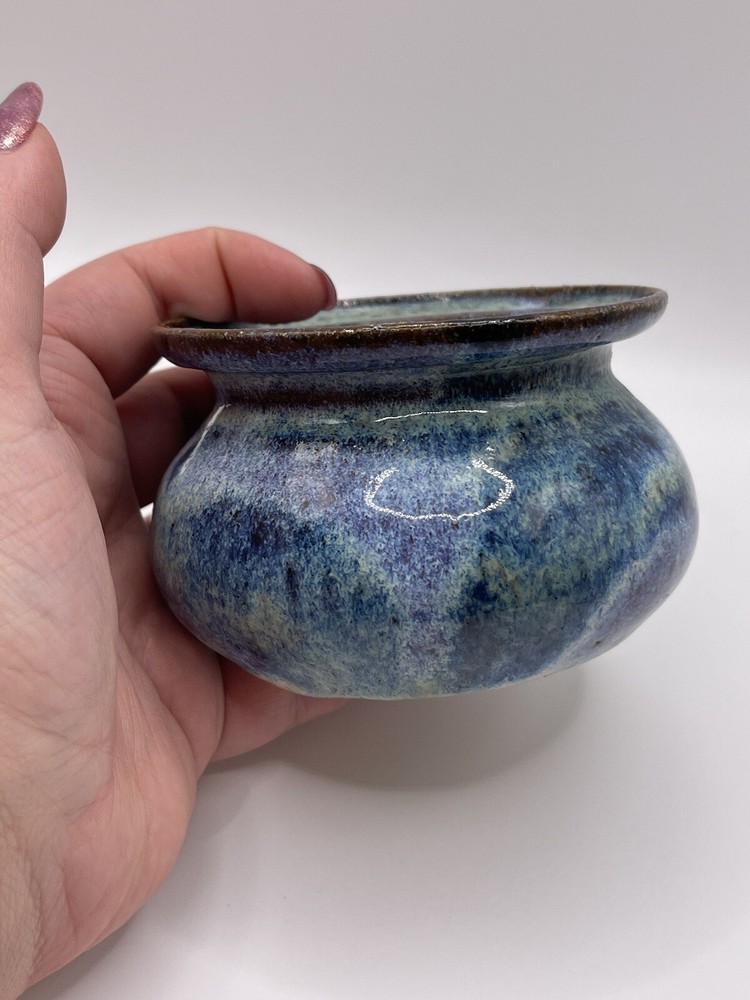 Vintage Studio Ceramic Pottery Bowl Dish Blue Pot Decor Handmade Signed