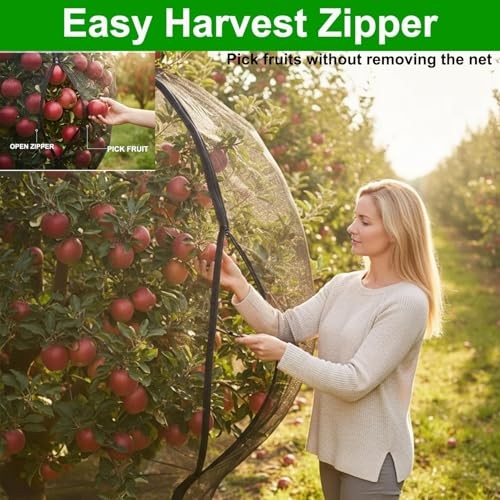 Fruit Tree Netting with Drawstring Zipper, 2 Pack Garden 2 Pack-8 x 8FT(Black)