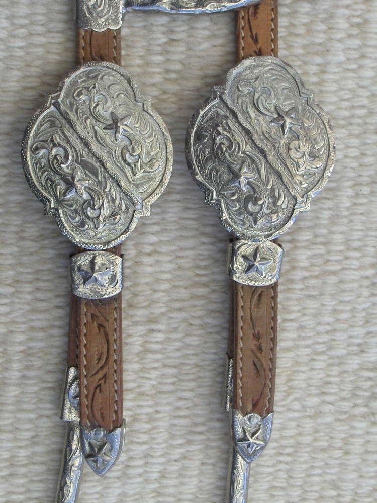 WESTERN TOOLED LEATHER Headstall/Bridle with SILVER