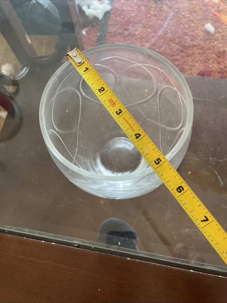 Crystal Etched Vase Bowl 6" Tall