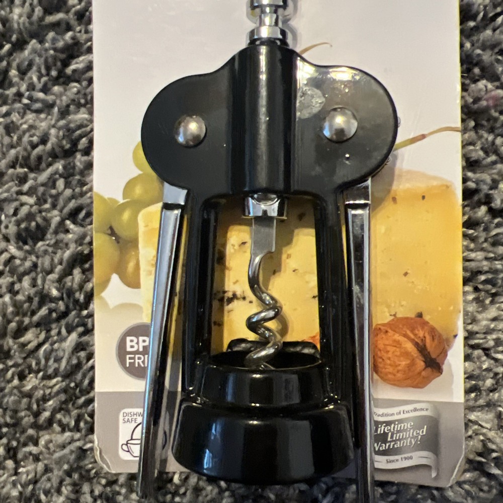 Farberware Black Stainless Steel Wing Corkscrew NEW