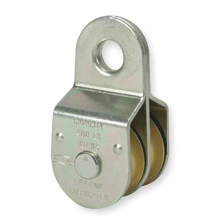 Fixed Eye Double Pulley, Zinc,  1Rck6