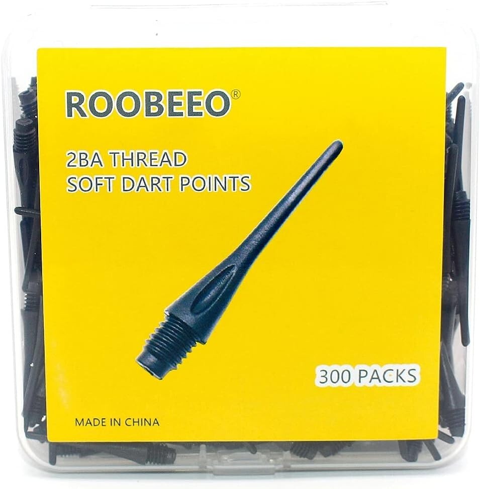 High-Quality 300 Pack Soft Dart Tips - 2BA Compatible for Easy Replacement