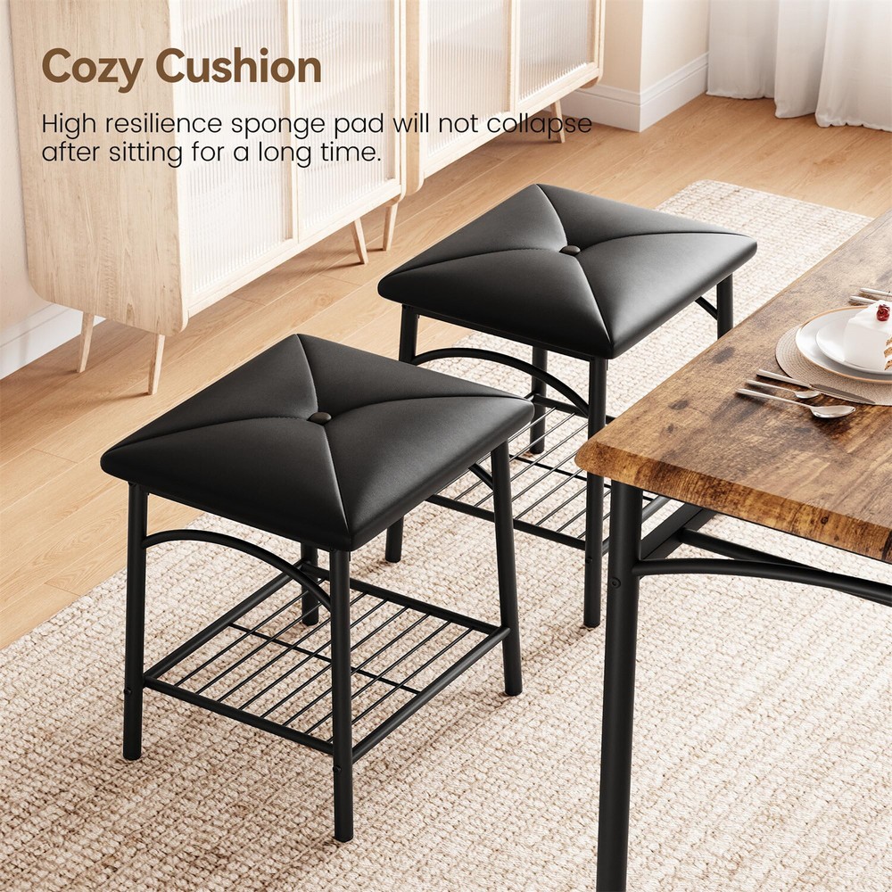 Dining Table Set for 4 Kitchen Table Set with Upholstered Bench Square Stools