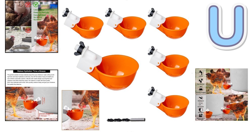 Versatile 6-Pack Automatic Chicken Watering System - Leak-Free & Easy Install
