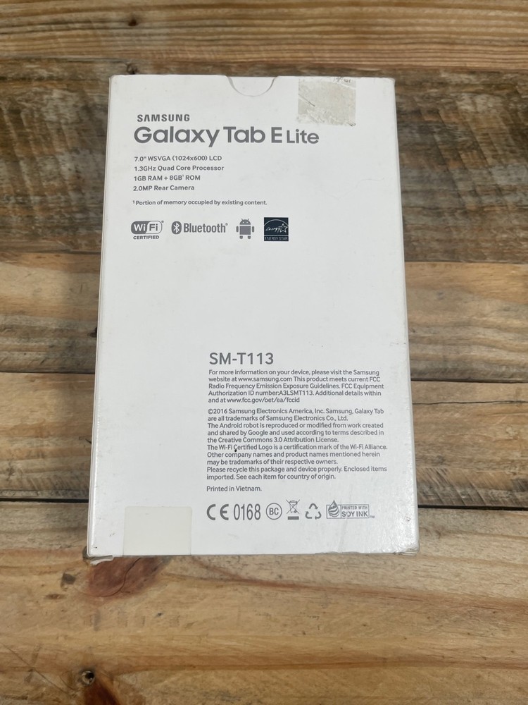 Samsung Galaxy Tab E Lite 8GB Black (2016) SM-T113 Include Manual EMPTY BOX ONLY