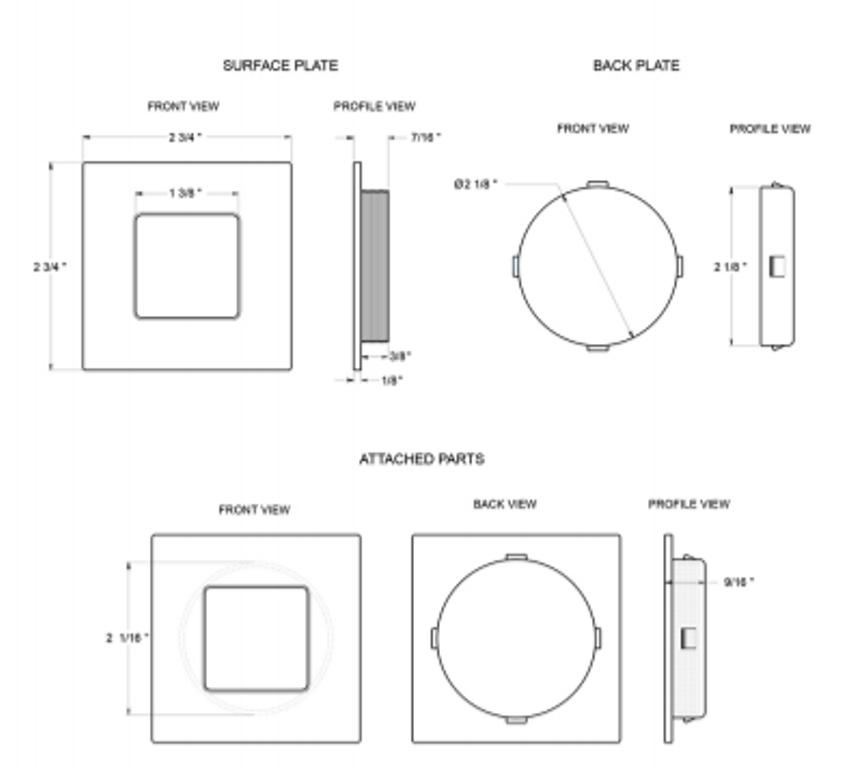 Deltana Solid Brass Square HD Flush Pull 2-3/4" x 2-3/4" - 12 Finishes