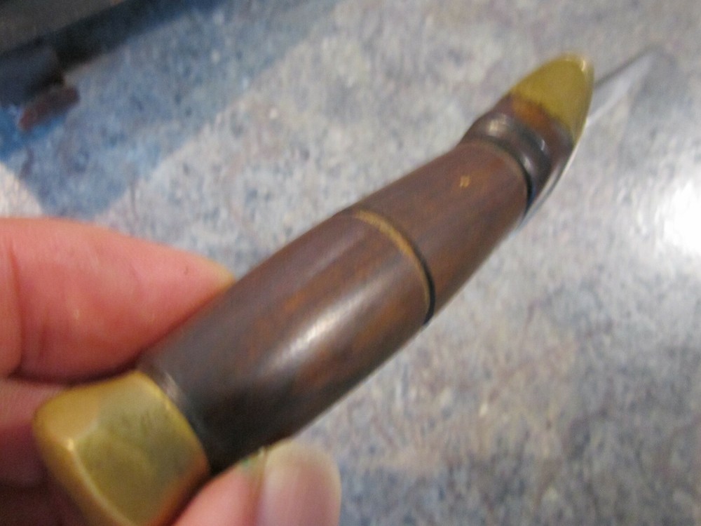 Custom 7 3/4" Fixed blade Dagger spear point knife in custom leather Sheath EUC