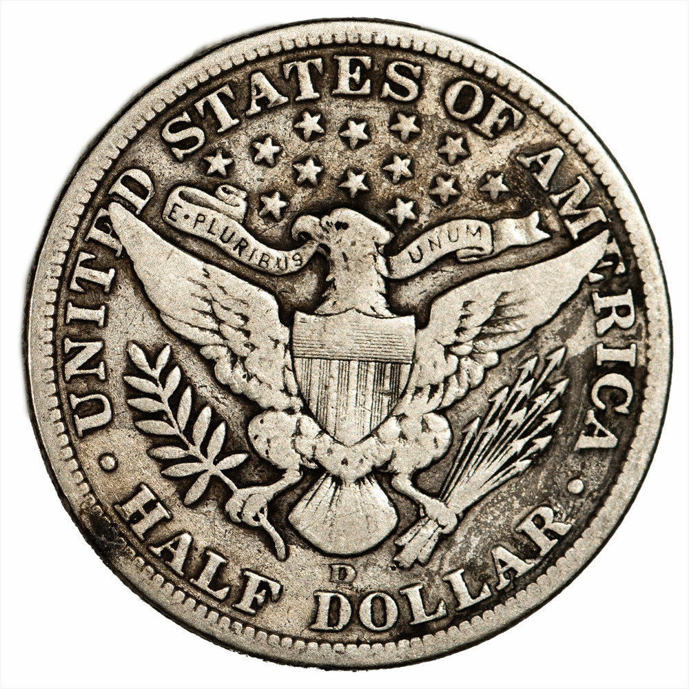 1908D Barber Half Dollar 50C Raw