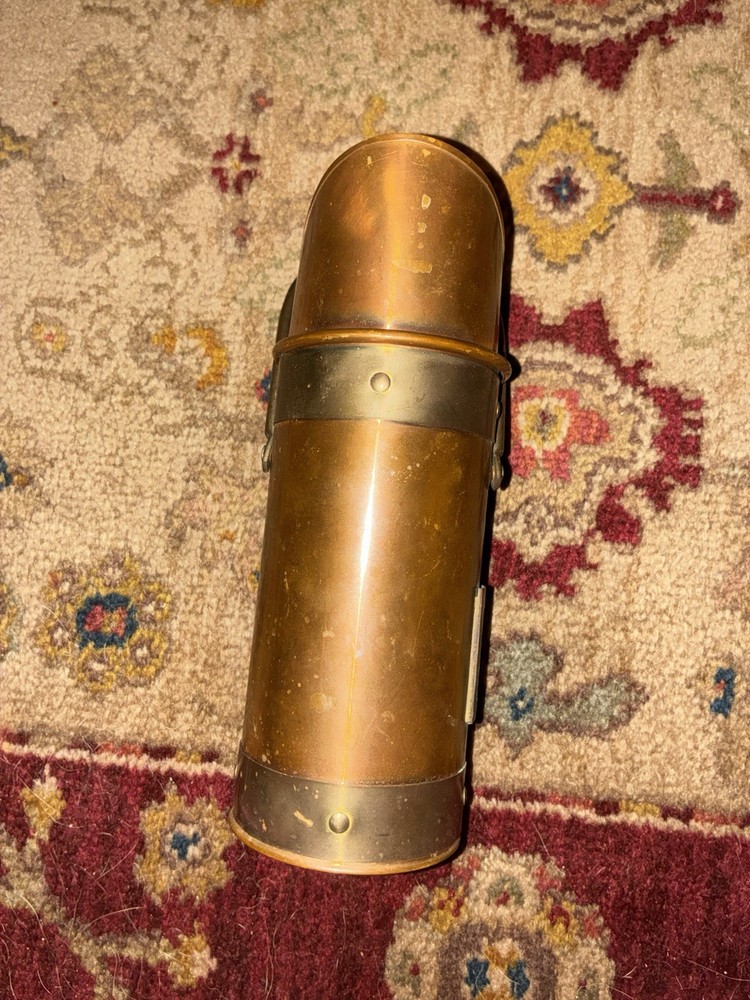 Antique Solid Copper Fireplace Match Holder