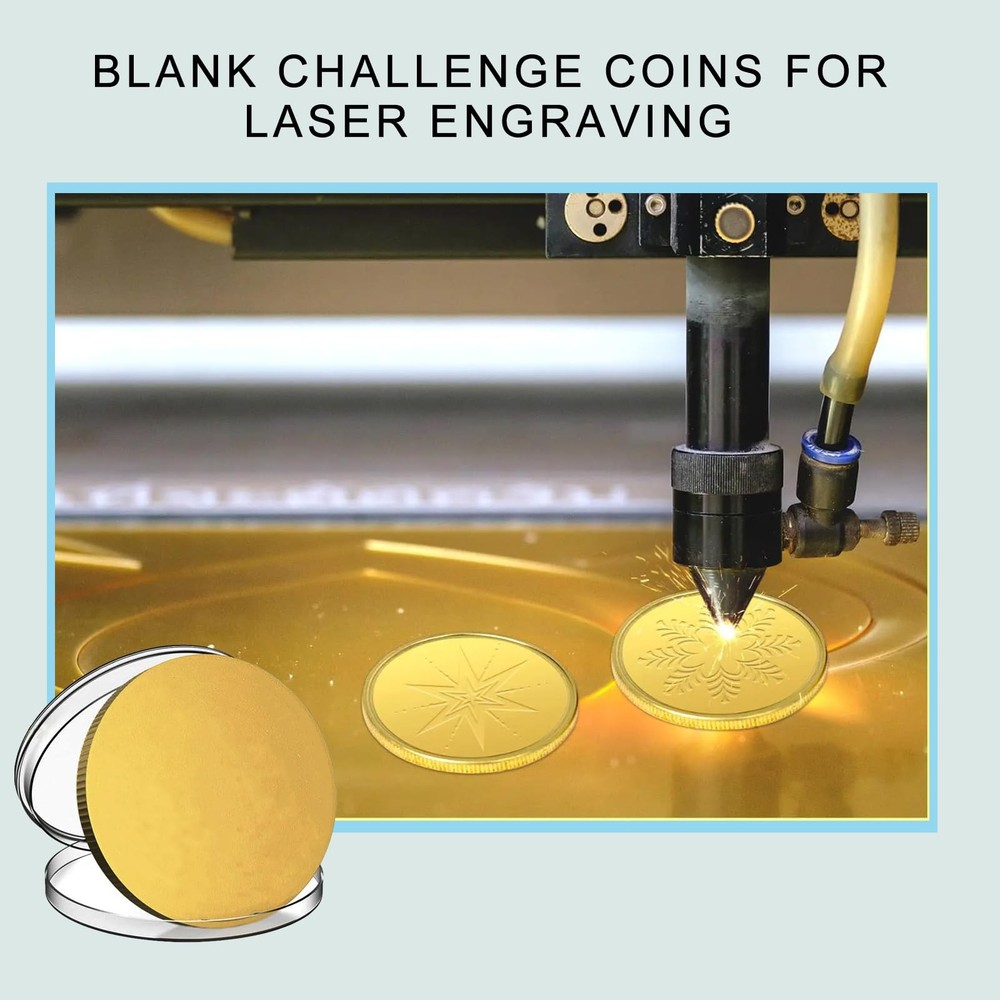Solid Brass Blank Coins for Laser Engraving Blank Challenge Coins Bulk, Engravin
