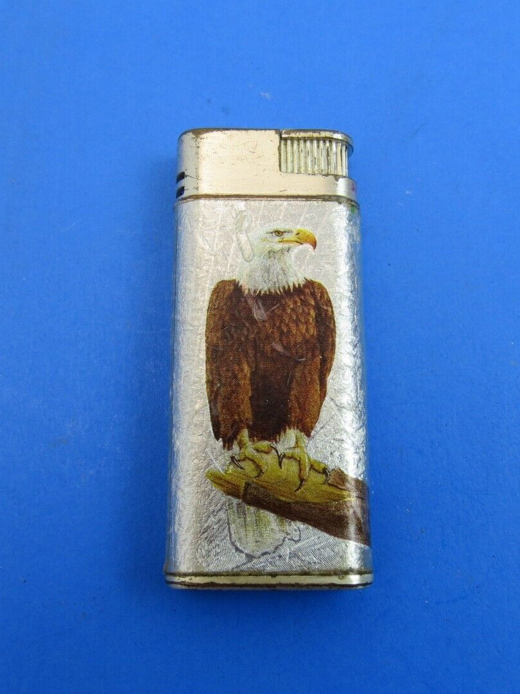 Etched Chrome Nesting Bald Eagle Graphic Refillable Lighter