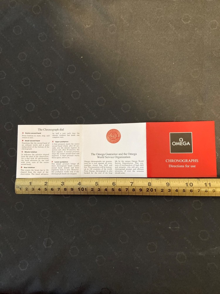 Omega Chronographs Directions for use instructions / booklet