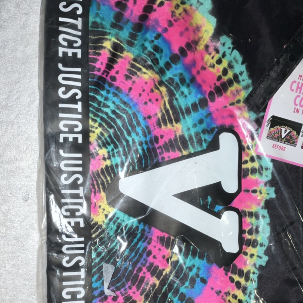 Justice Color Changing Tie Dye Drawstring Bag Multicolor Polyester Canvas