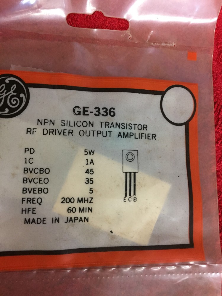 GE-336 NPN SILICON TRANSISTOR RF DRIVER OUTPUT AMPLIFIER