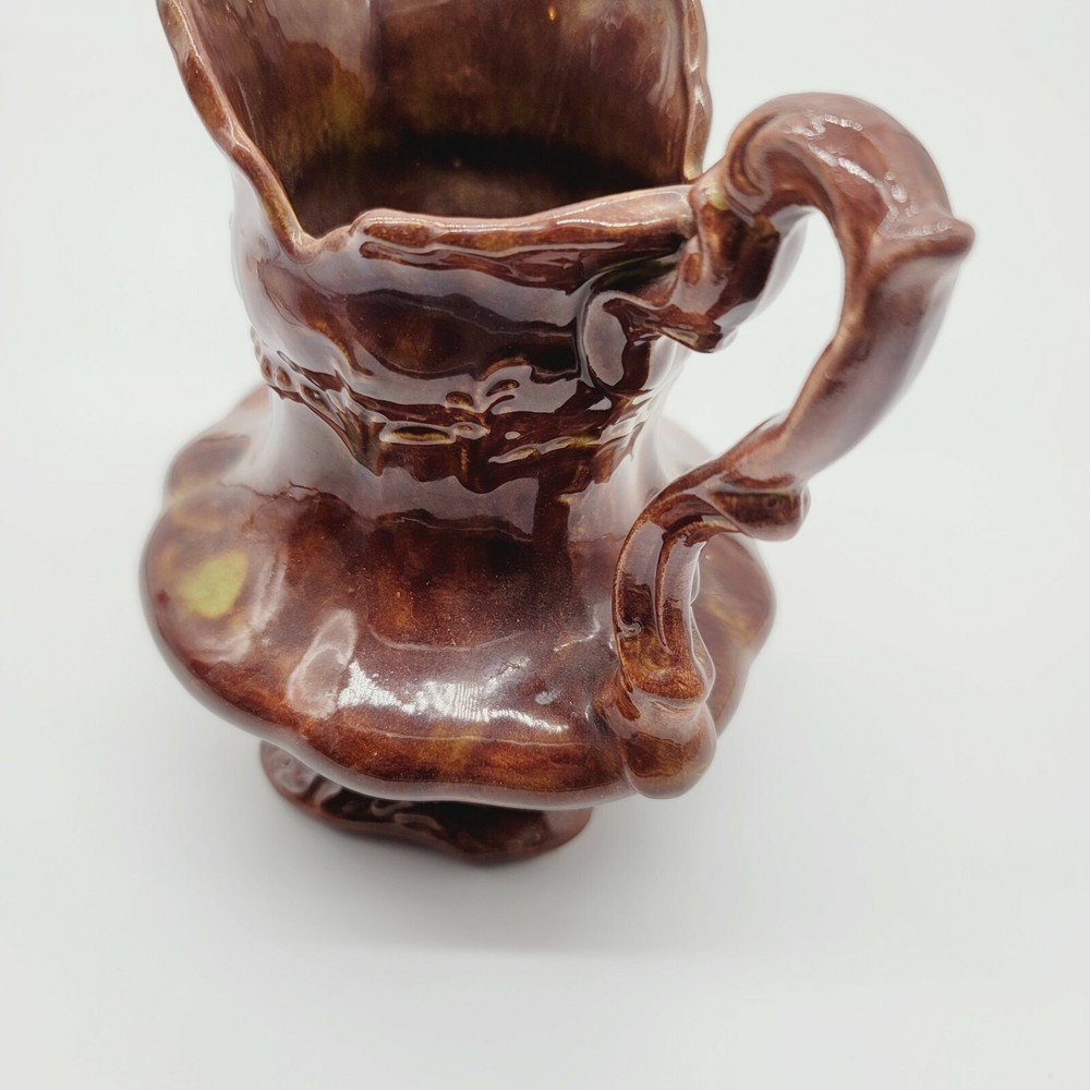 Vintage Ceramic Pitcher 6.5" Tall Brown