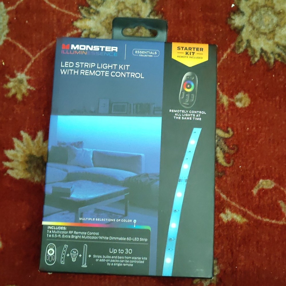 Monster Illuminessence LED Strip Light Kit 60 Lights Remote Control Multicolor