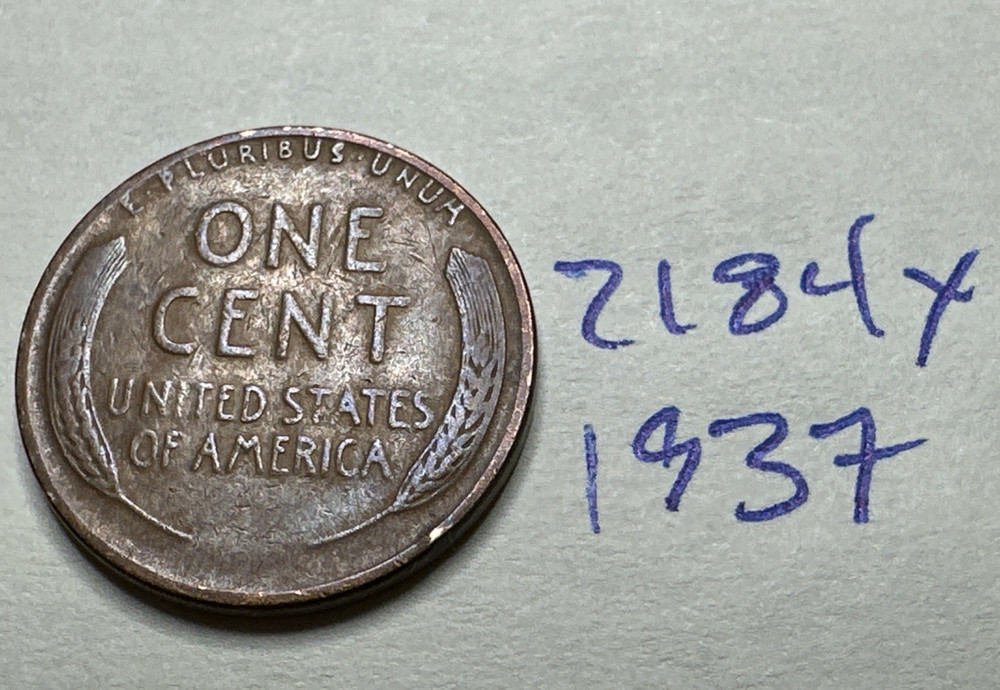 1937 1C Lincoln Cent WHEAT PENNY 2184X
