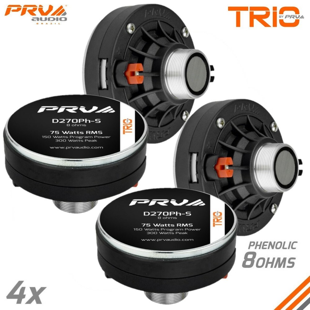 4x PRV Audio D270Ph-S 1" Exit Screw-on Phenolic Compression Driver 8Ohm 150W Max