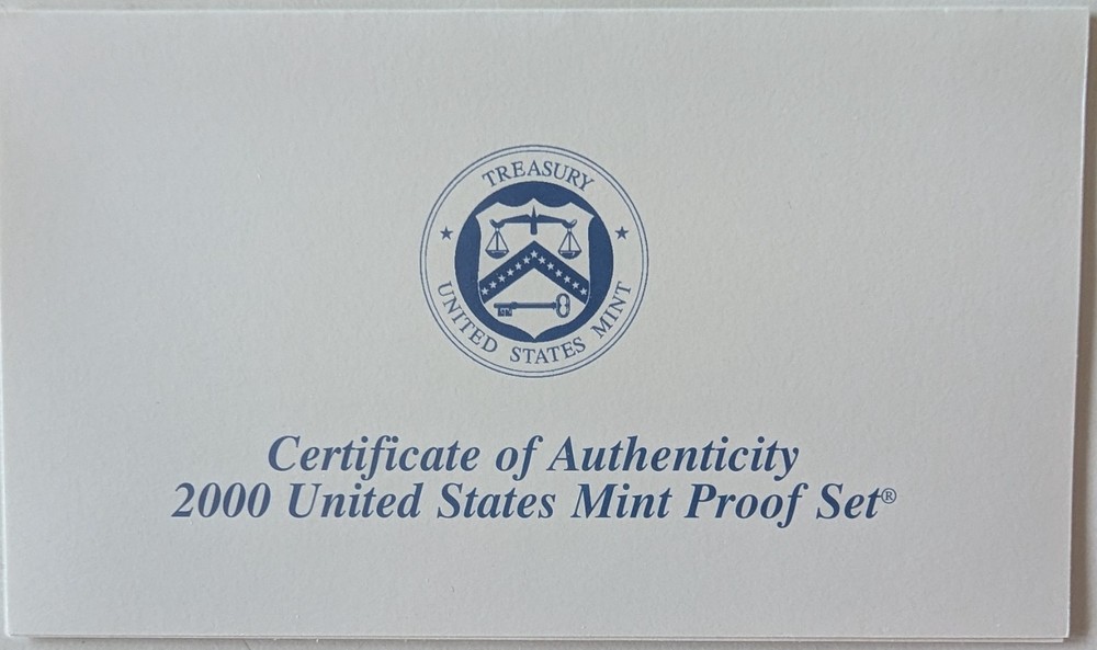 2000 Clad Proof Set U.S. Mint Original Government Packaging OGP COA