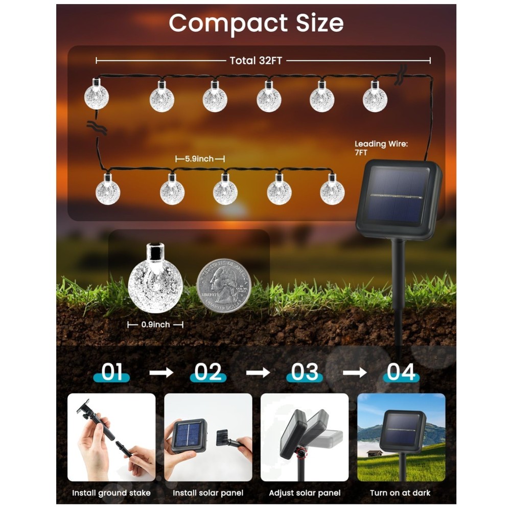 Energy Efficient Outdoor String Lights - 2 Pack