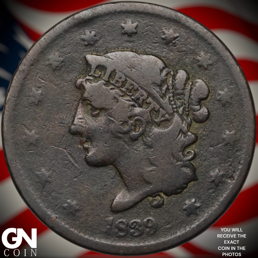 1839 Booby Head Large Cent A7799