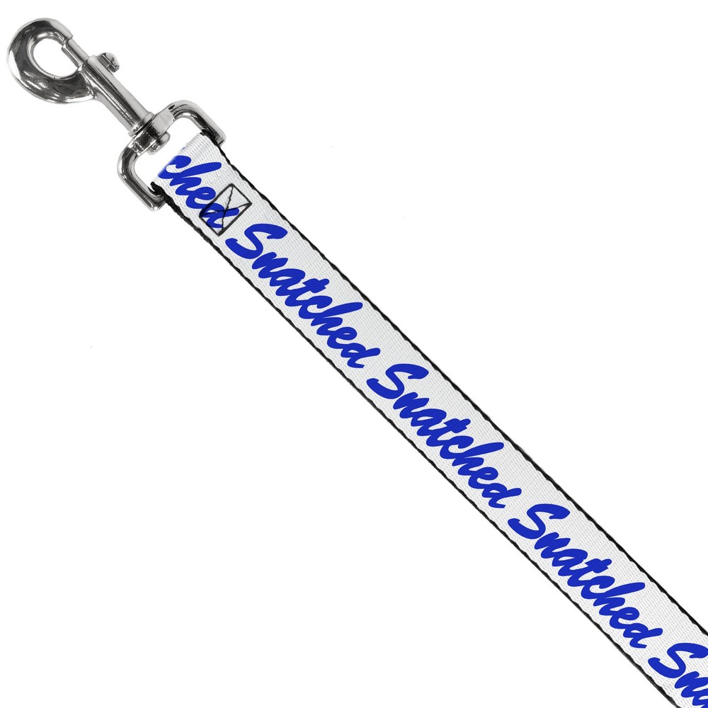 Dog Leash SNATCHED Script White/Blue NARROW 0.5"