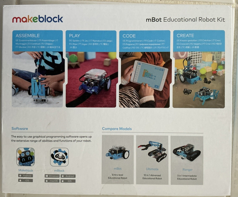 Makeblock mBot STEM Educational Robot Coding Kit Bluetooth Blue Ages 8+ SEALED