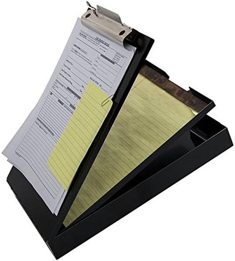 Durable Metal Clipboard with Storage Compartment, Letter Size, Black