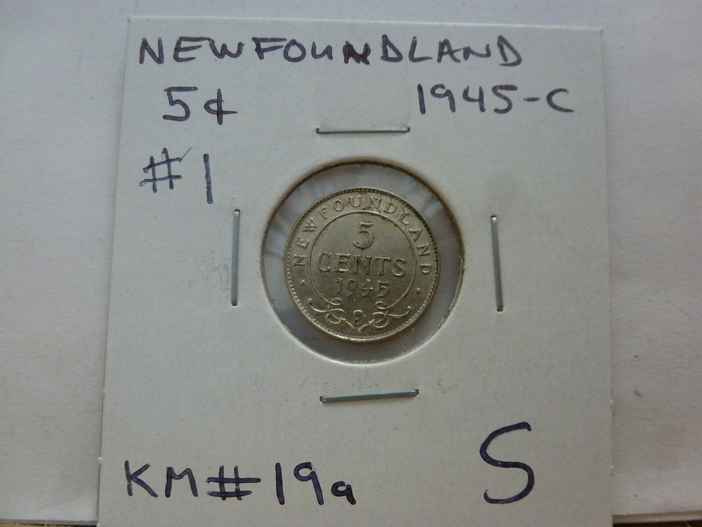 1945-C Newfoundland Five Cent KM #19a--#2