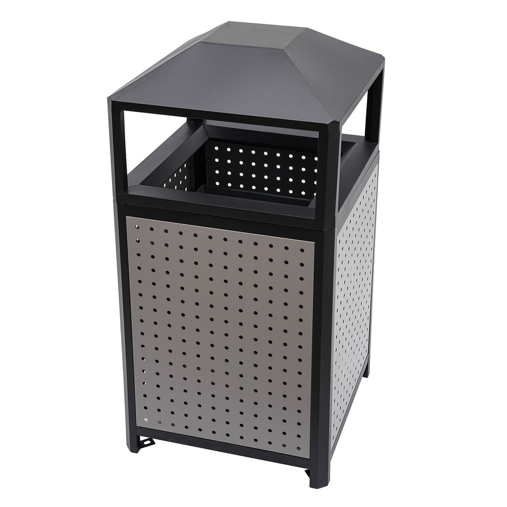Large 38 Gallon Outdoor Trash Can - Durable Galvanized Waste Container