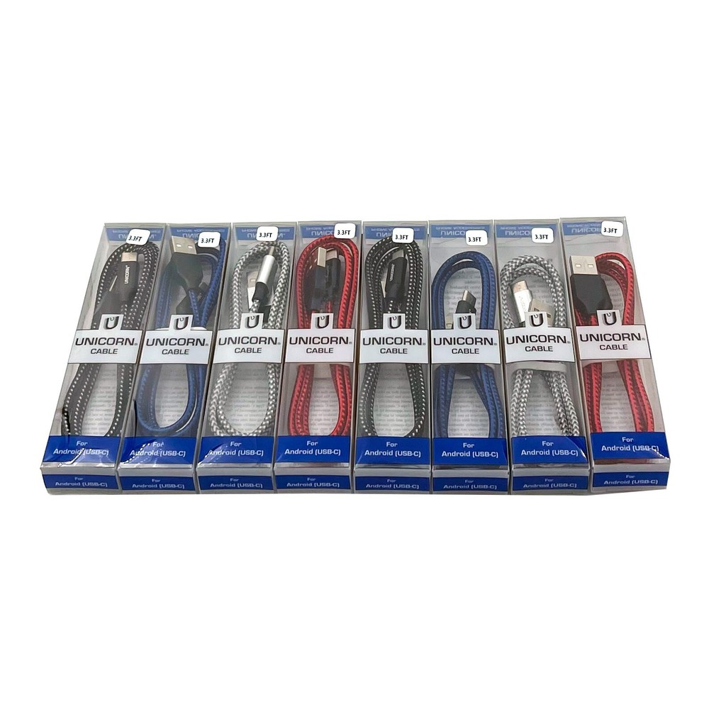 10 USB Type C Charging Cable 1m 2A USB-C Android Charger Wholesale Bulk UNICORN