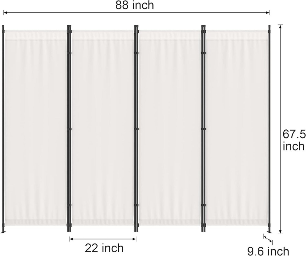 Room Divider 4 Panel Folding Privacy Screens 88'' Room Separation Home Office