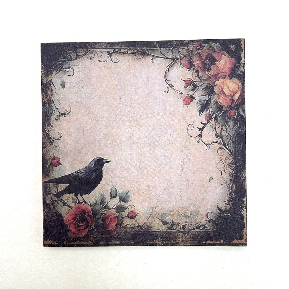 Gothic Crow Roses Sticky Note Pad Memo