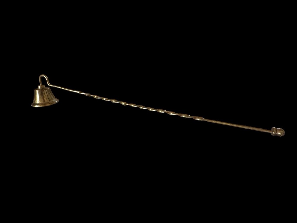 Vintage Solid Brass Twisted Metal Handle 10” Candle Snuffer