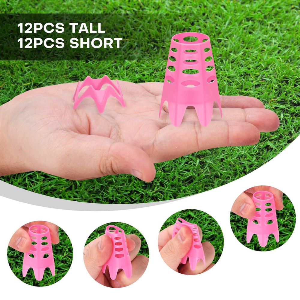 Rolitwils Golf Simulator tees, 24Pcs Plastic Mat Tees for Home, Pink