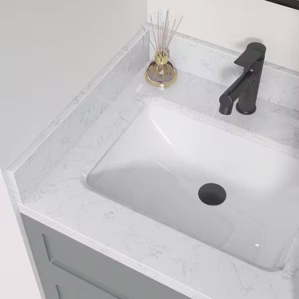 21 in. Engineered Stone Vanity Sidesplash 4 in. Bathroom Vanity Carrara White