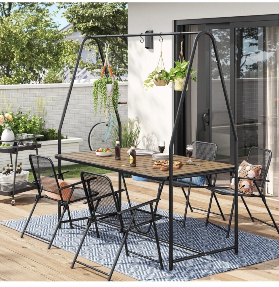 Rectangle A-Frame Pergola Outdoor Patio Dining Table Black - Room Essentials