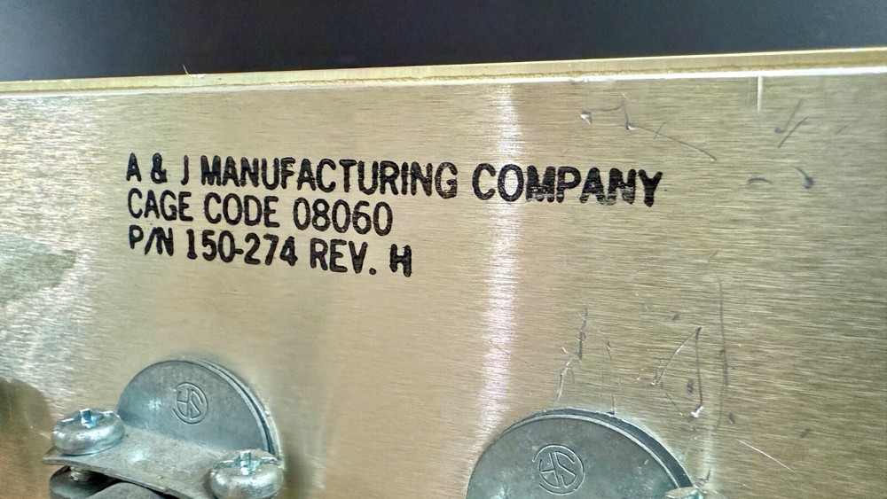 NAVY Power Distribution Panel Assembly A&J 150-274 Cage Code 08060