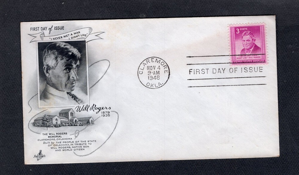 US FDC 3¢ SC # 975  WILL ROGERS  1879 - 1935