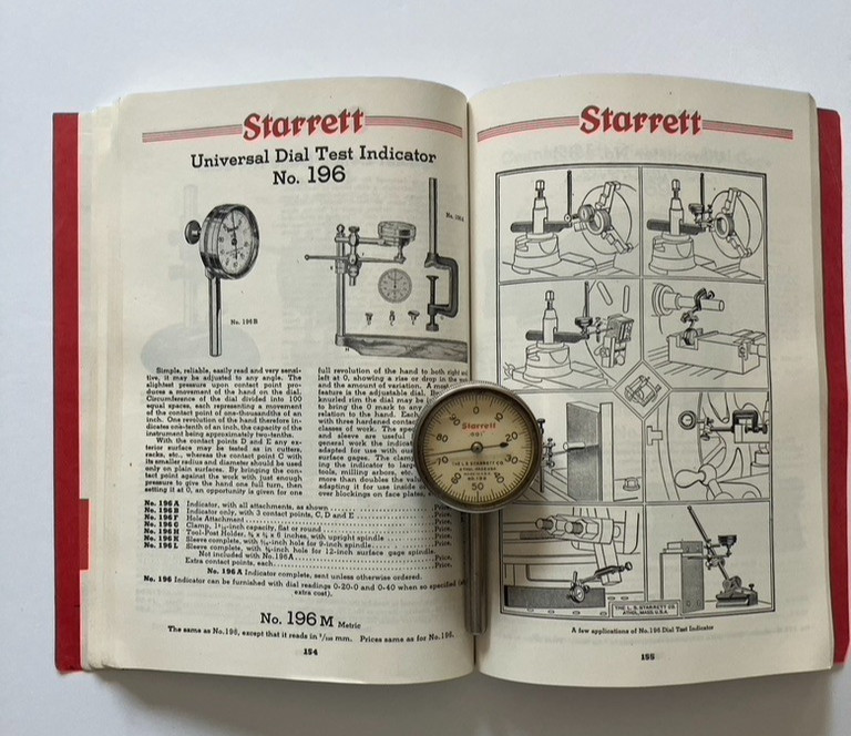 Vintage Starrett Universal Dial Test Indicator (196) & Catalog 26