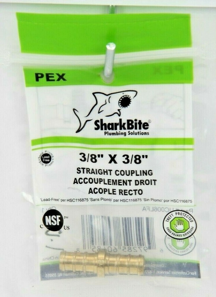 (5) SharkBite PEX BRASS 3/8" X 3/8" Straight Couplings UC006LFA
