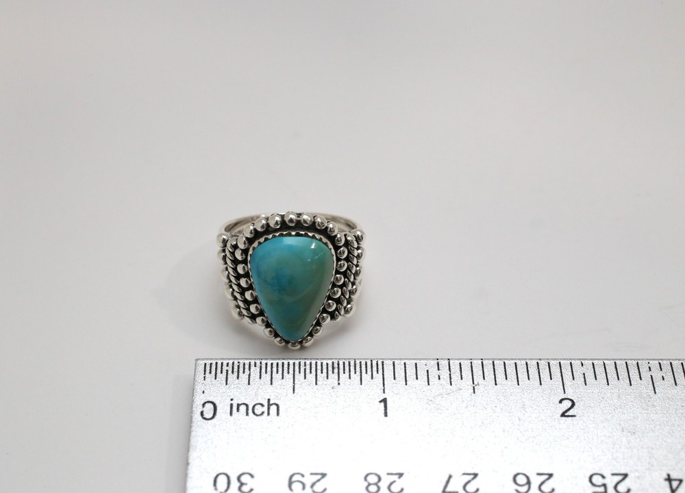 Sterling Silver Turquoise Ring, Size 9.5 - 10.6g