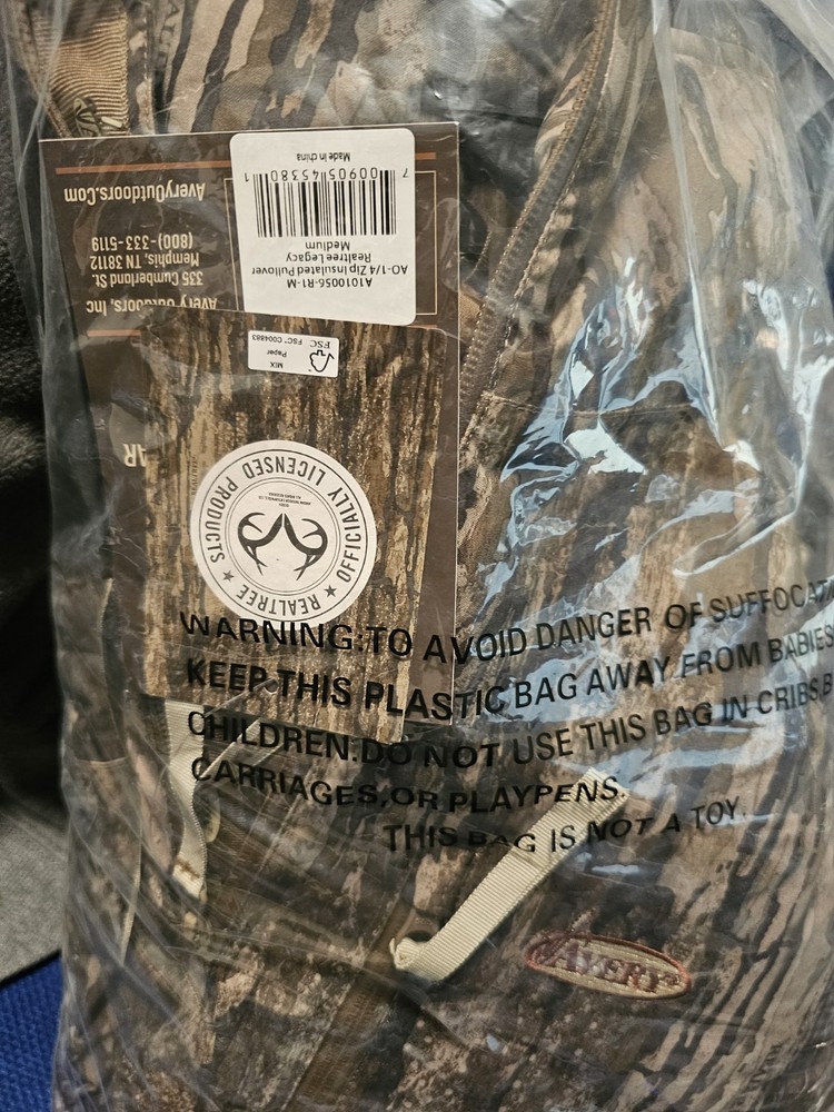 AVERY OUTDOORS 1/4 ZIP CAMO INSULATED PULLOVER Real Tree Legacy - Medium