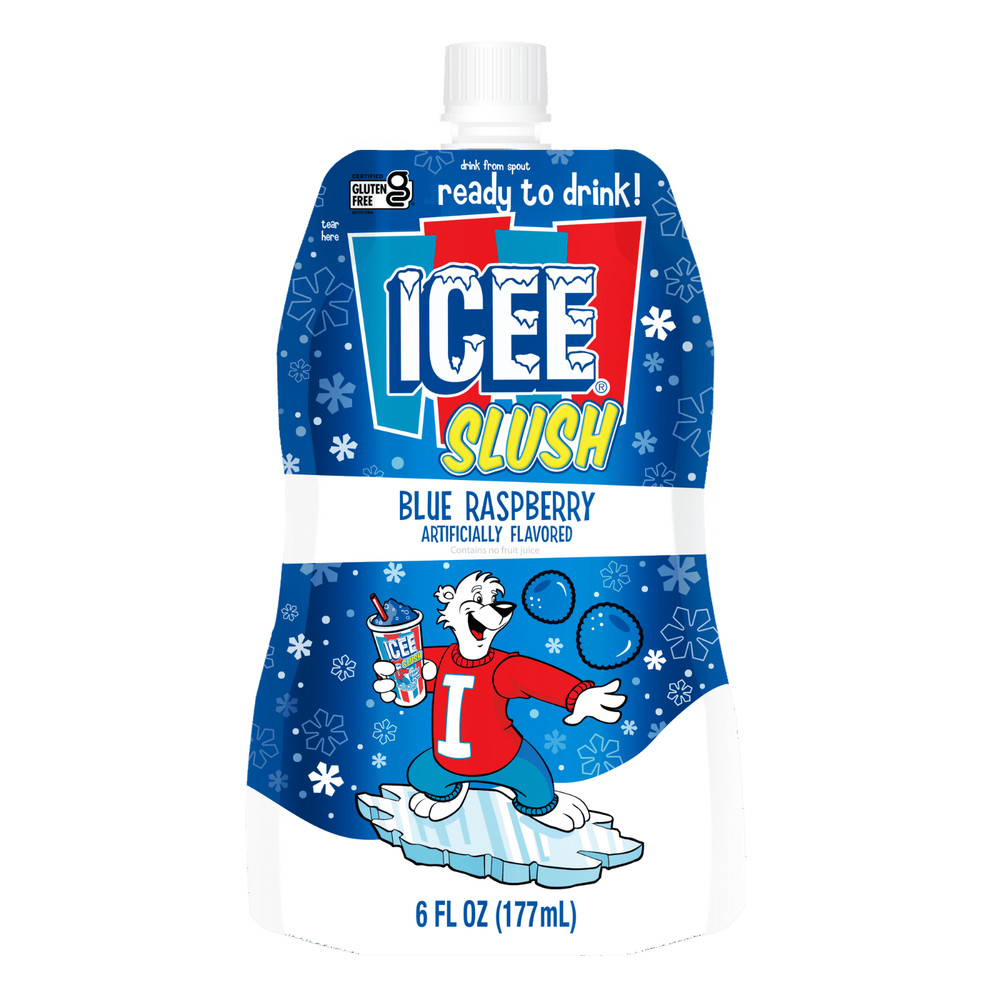 Icee Slush Blue Raspberry Freeze & Squeeze Drink Pouch, 6 fl oz, 6 packets