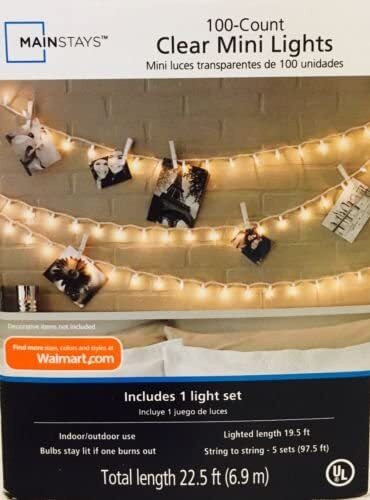 Mainstays 100-Count Clear Mini String Lights with White Wire