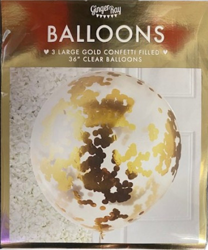 Ginger Ray 3 large Gold Confetti Balloons